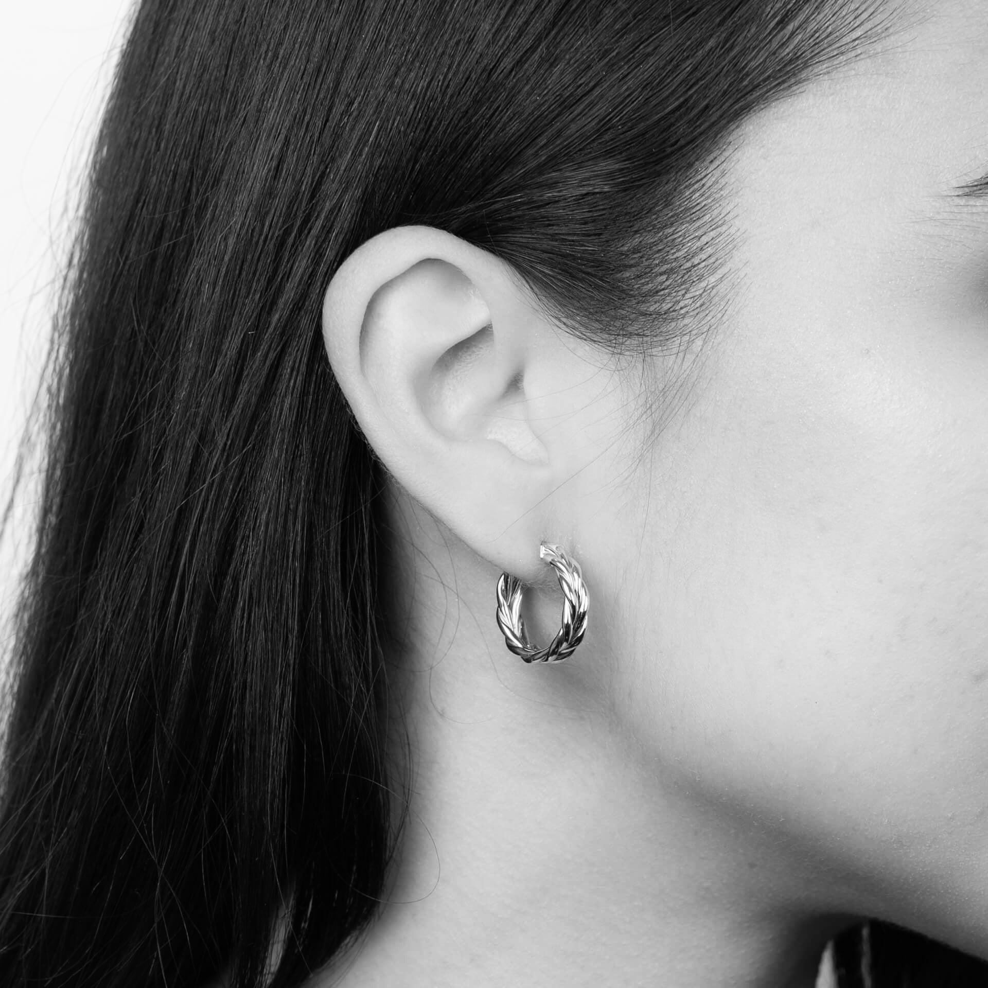 Elements Gold Rope Textured Hoop Earrings