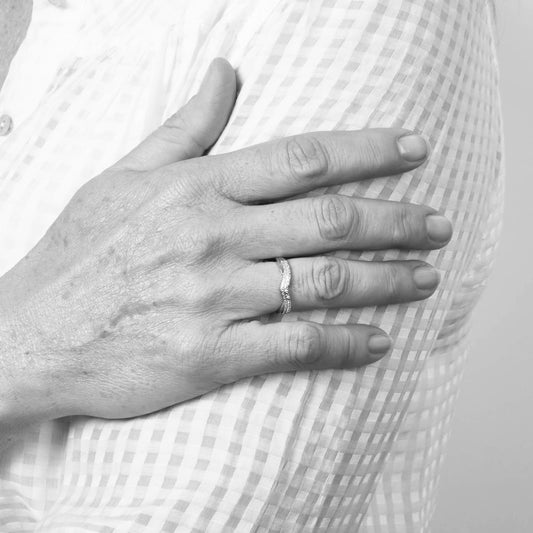 Elements Gold Double Wave Diamond Set Ring