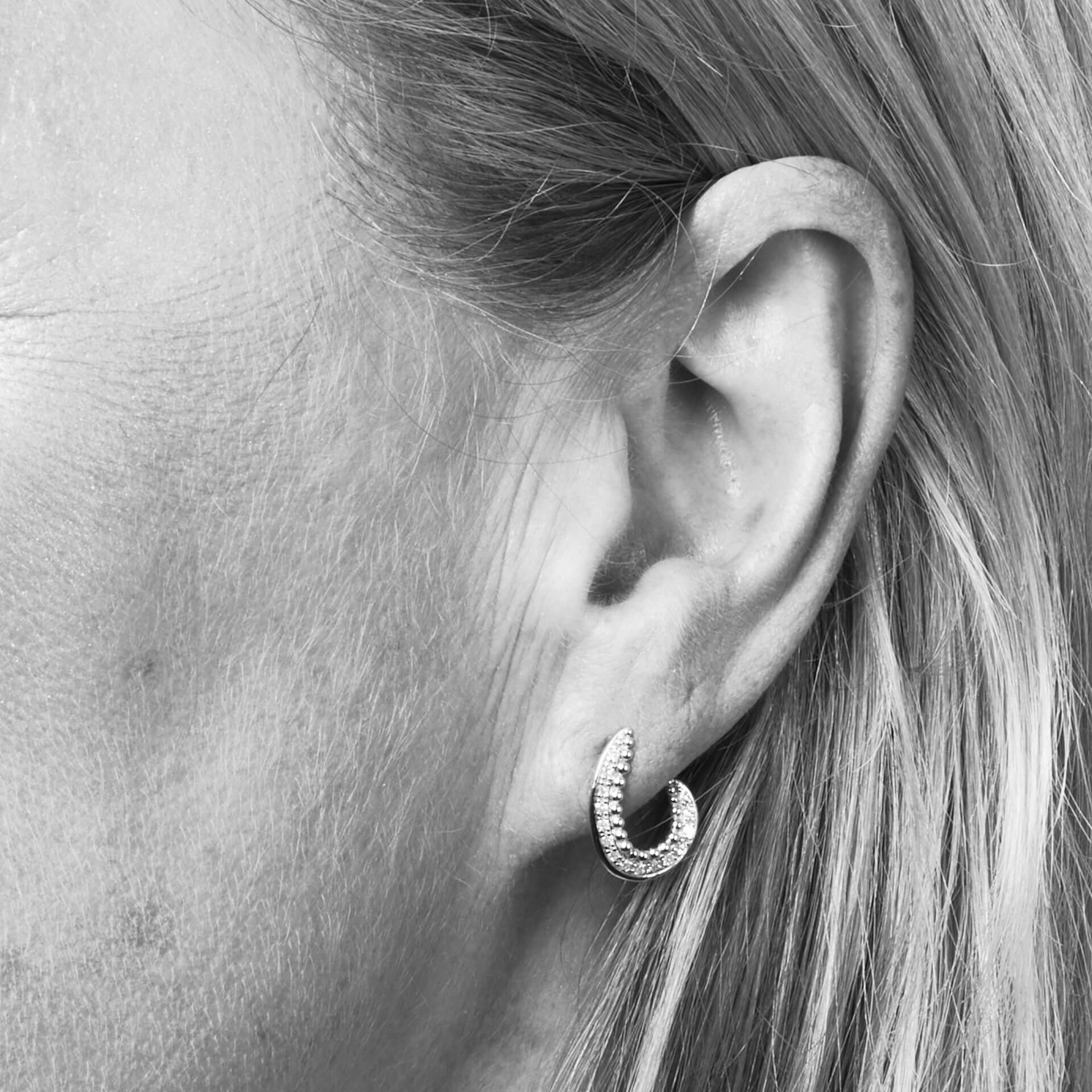 Elements Gold Diamond and Stippled Edge Swirl Earrings