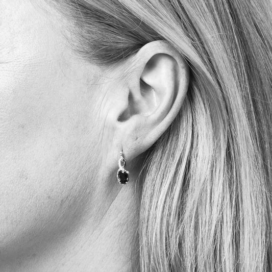 Elements Gold Elegant Twist Garnet Drop Earrings