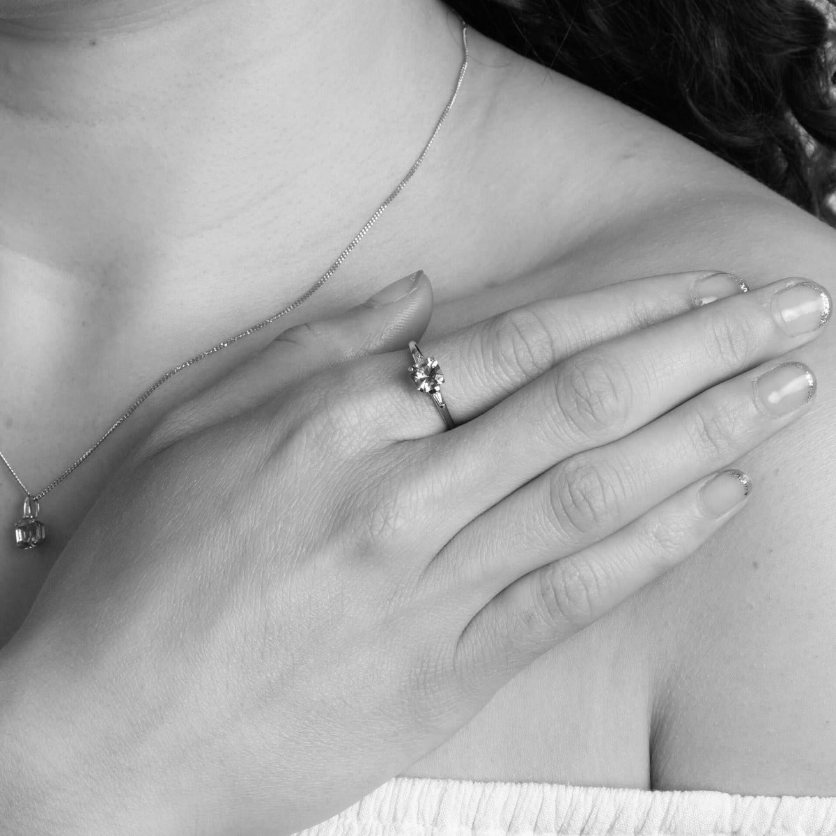 Elements Gold Asscher Cut Morganite Ring with Diamond Shoulders