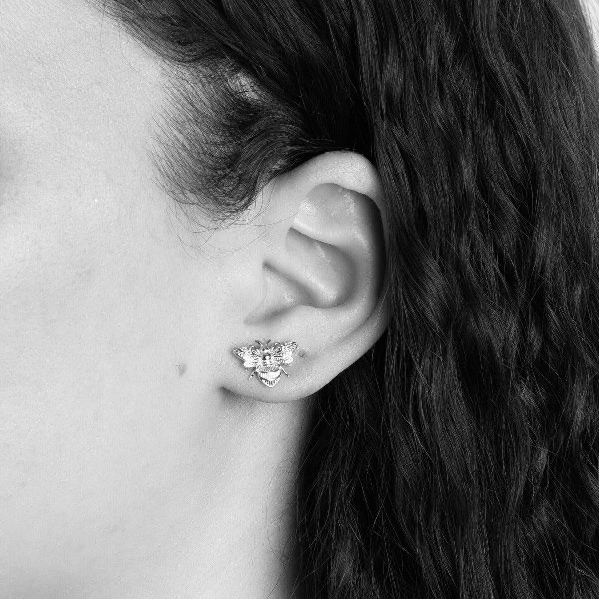 Elements Gold Detailed Bee Earrings