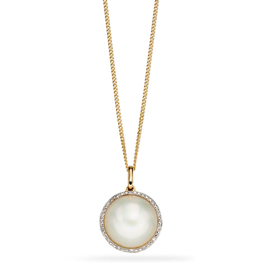 Elements Gold Mabe Pearl and Diamond Pendant