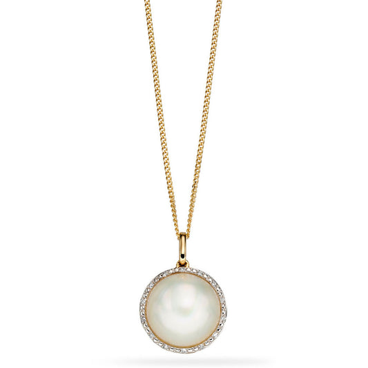 Elements Gold Mabe Pearl and Diamond Pendant