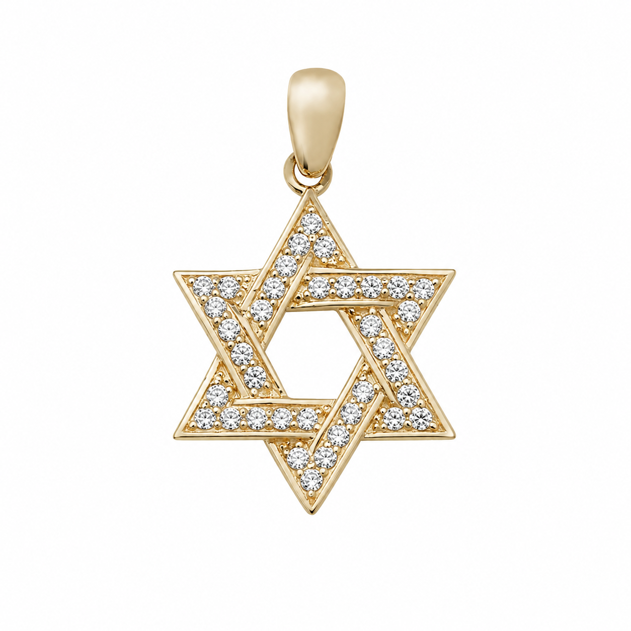 9ct Yellow Gold Large Star Of David Zirconia Pendant PN999