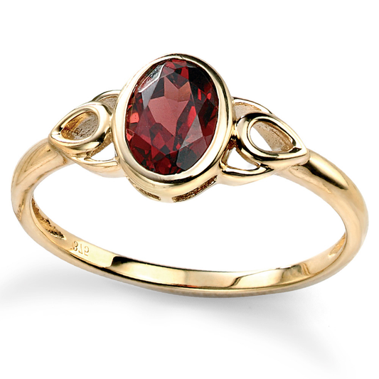 Elements Gold Celtic Style Ring with Garnet