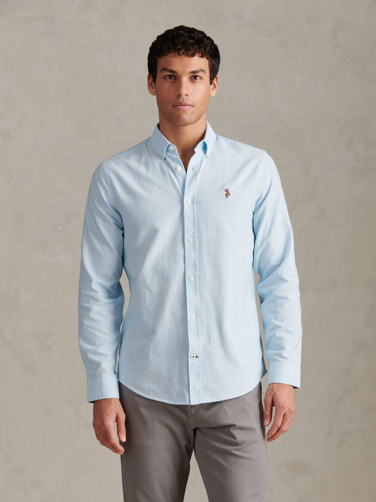 Mens Peached Oxford Shirt Ice Blue