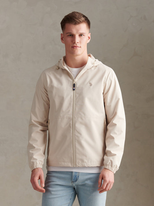 Mens Hooded Windbreaker Beige