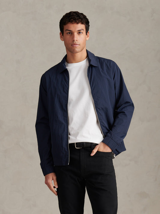 Mens Zip Through Bomber Jacket Dark Sapphire Navy