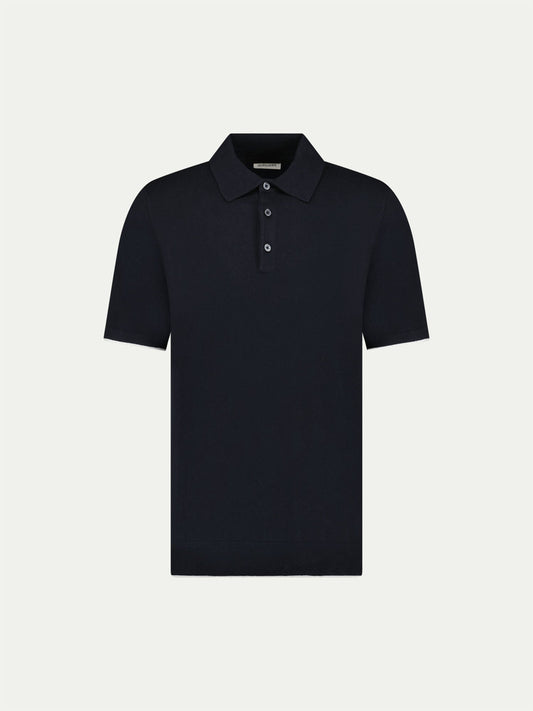 Jersey Knit Polo Shirt in Black