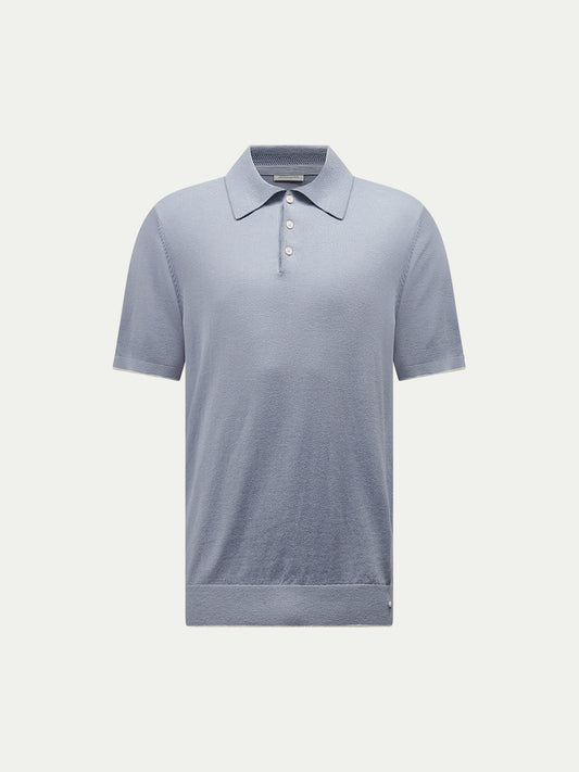 Jersey Knit Polo Shirt in Blue Blizzard