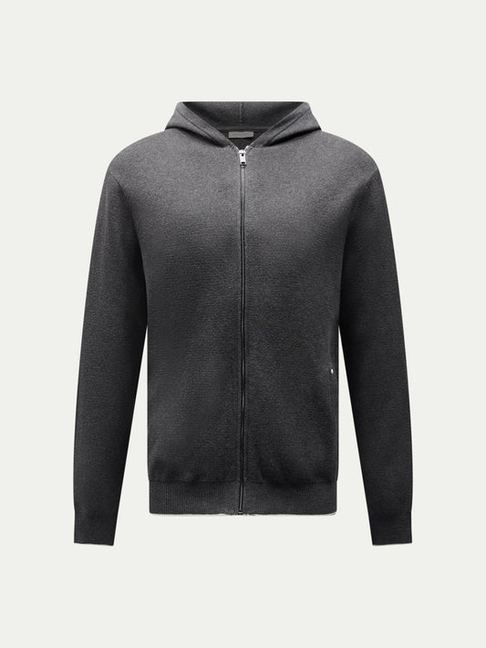 Milano Knit Zip Hoodie in Charcoal Grey