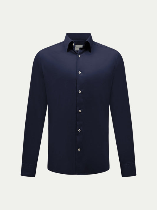Jersey Hidden-Button Shirt in Dark Sapphire Navy