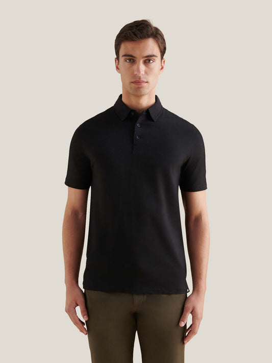 Slub Jersey Polo Shirt in Black