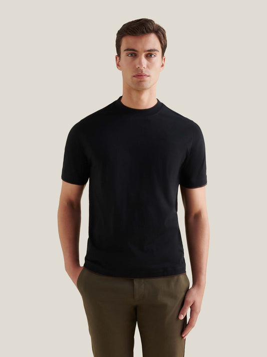 Double Layer Mercerised Cotton T-Shirt Black