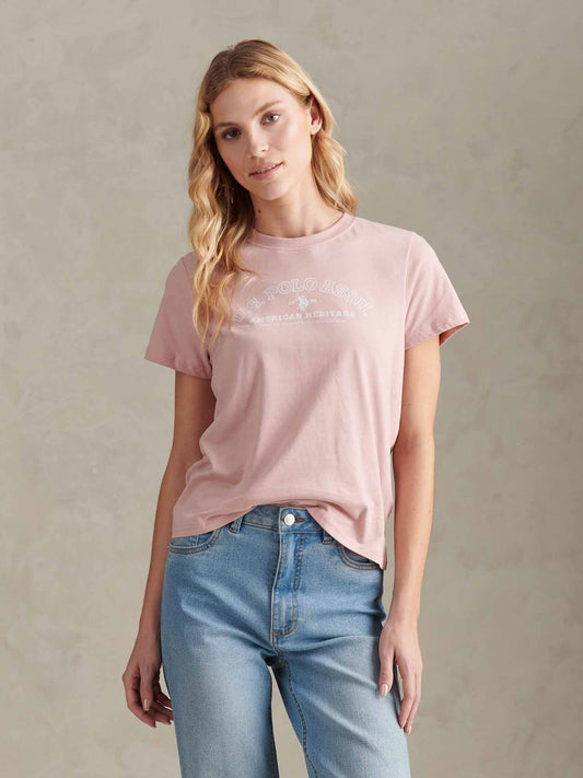 Womens Arc Graphic T-Shirt in Pale Mauve