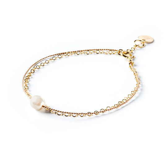 Pearl Gold and Silk Bracelet