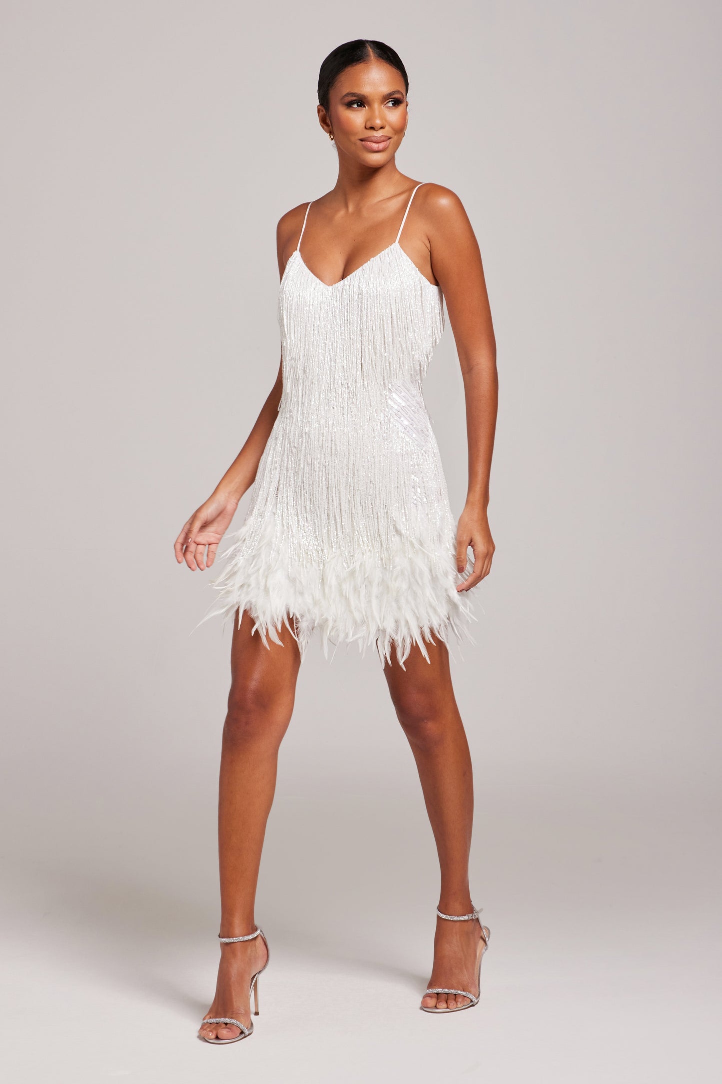 Fashionable Tassel Sequined Feather Patchwork Dress
