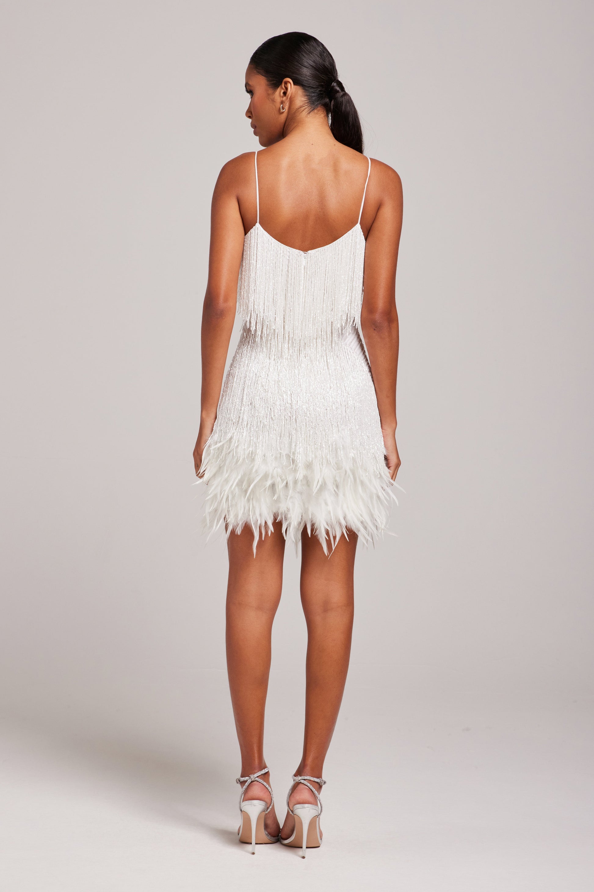 Fashionable Tassel Sequined Feather Patchwork Dress