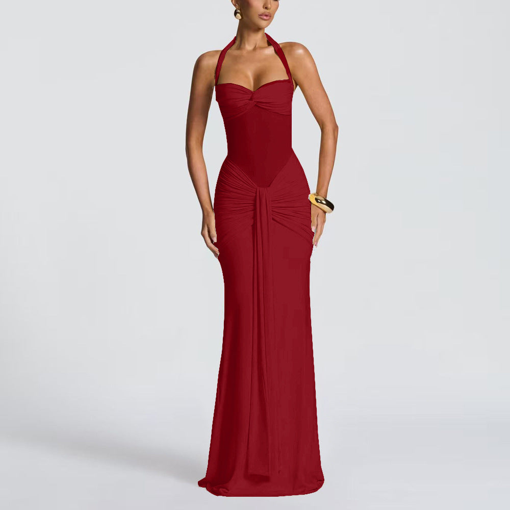 Halter Neck Mesh Panel Dress