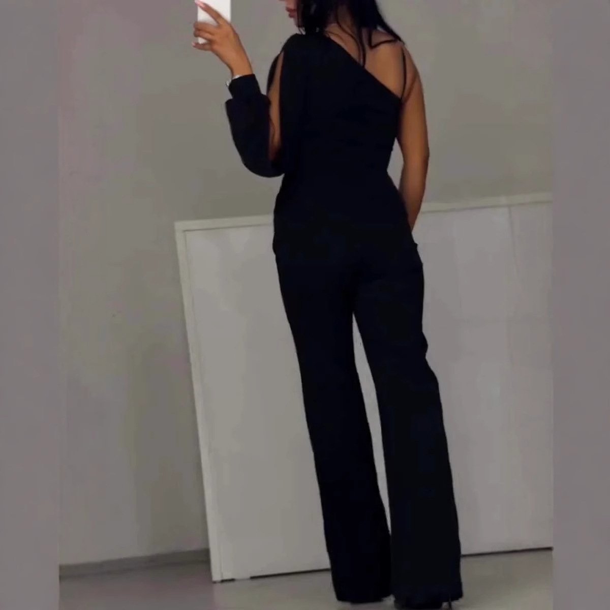 Fashion One-shoulder Sexy Mesh Stitching Jumpsuit