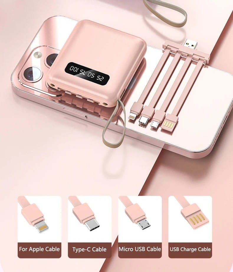 ChargeGo Mini Power Bank 20000mAh with 4 Cables