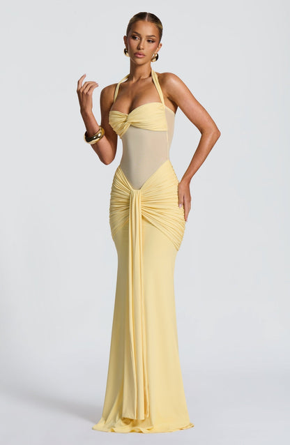 Halter Neck Mesh Panel Dress