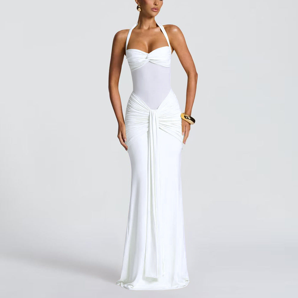 Halter Neck Mesh Panel Dress