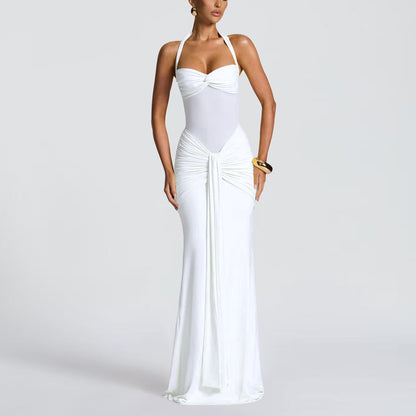Halter Neck Mesh Panel Dress