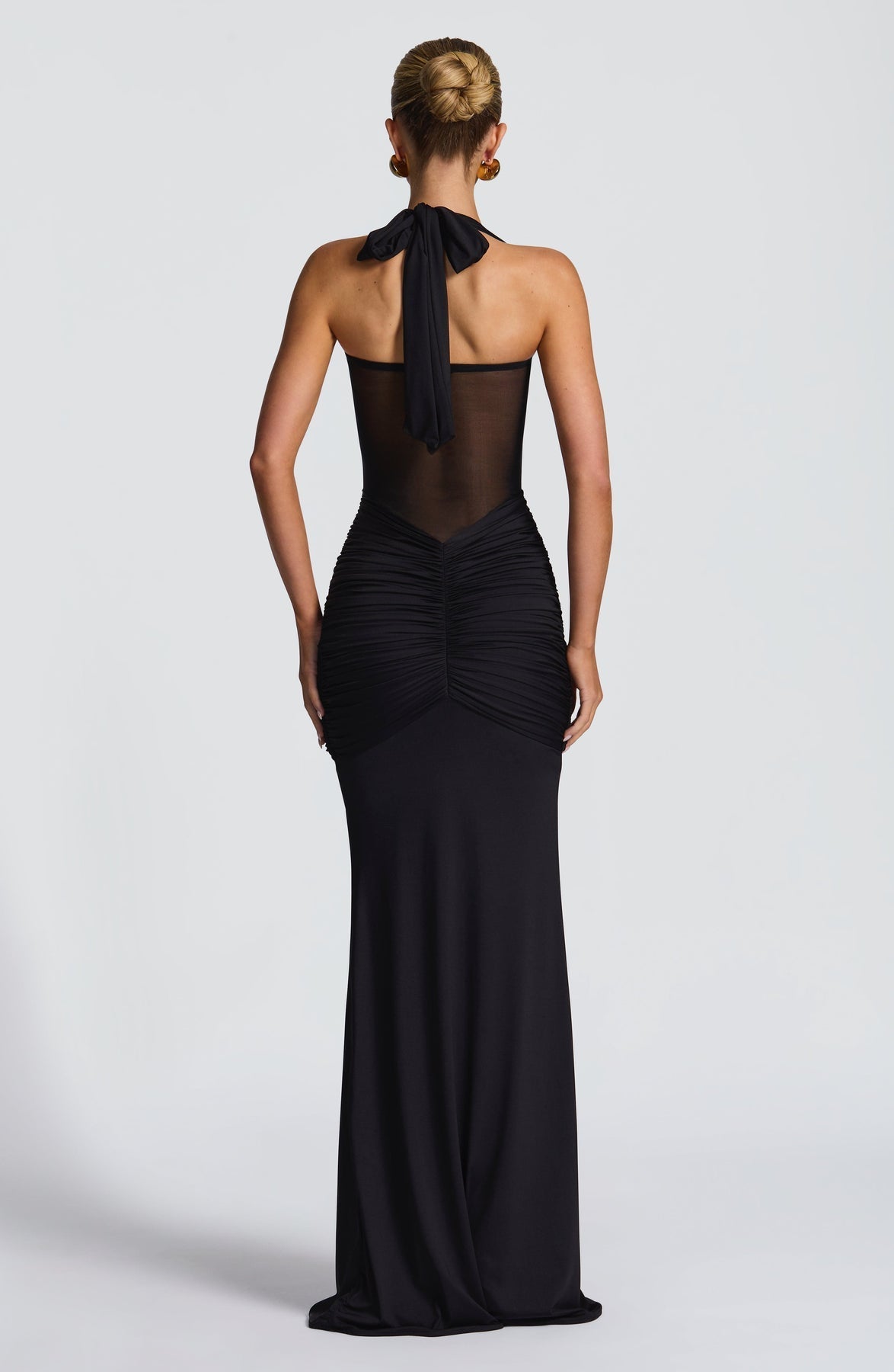 Halter Neck Mesh Panel Dress