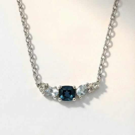 Elegant Topaz Cluster Silver Necklace - Zaria
