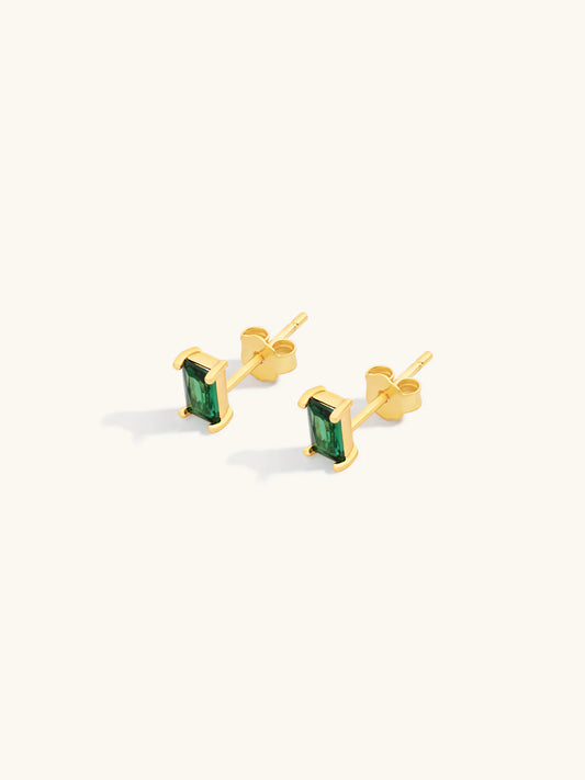 EMERALD BAGUETTE STUDS