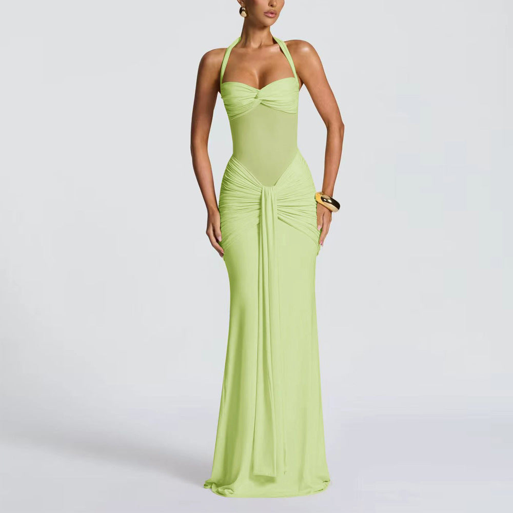 Halter Neck Mesh Panel Dress