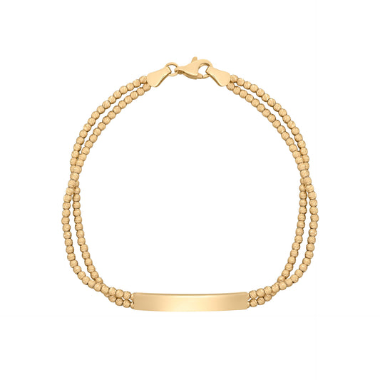 Elements Gold ID Bar Double Bead Chain Bracelet