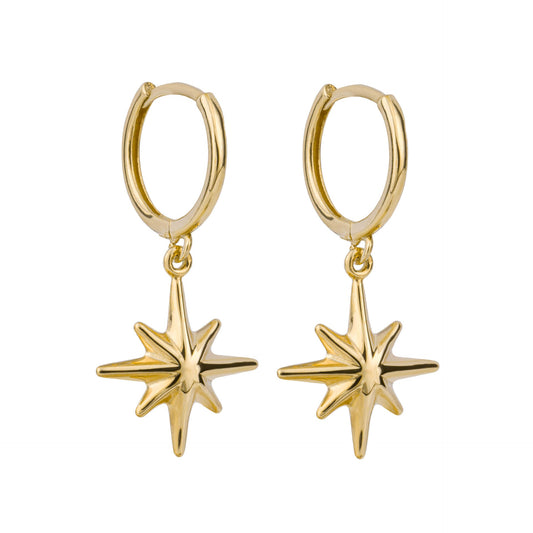 Elements Gold Starburst Charm Hoop Earrings