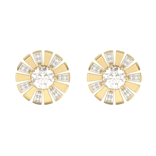 Elements Gold Sunray Earrings with White Topaz and Diamond