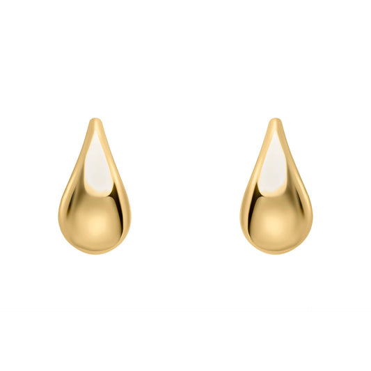 Elements Gold Plain Teardrop Stud Earrings