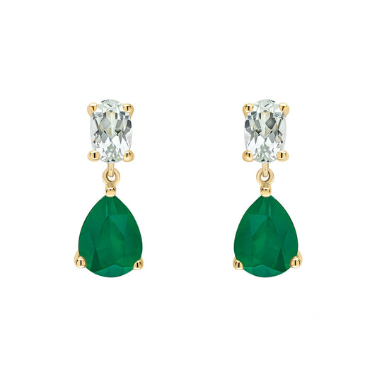Elements Gold Toi et Moi Amethyst and Onyx Drop Earrings