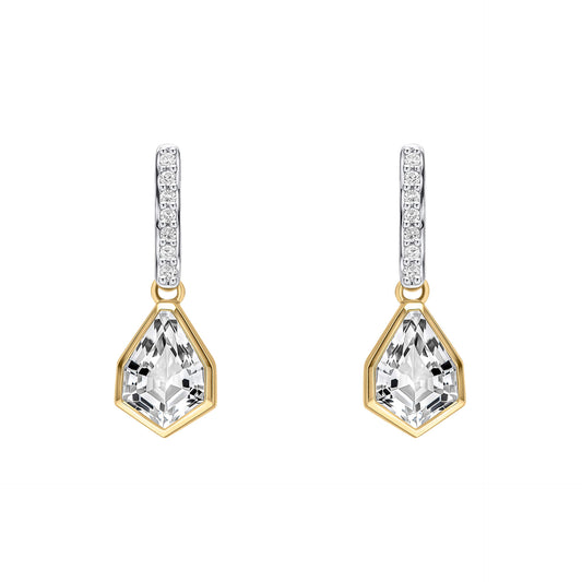 Elements Gold Shield Cut Topaz Drop Earrings