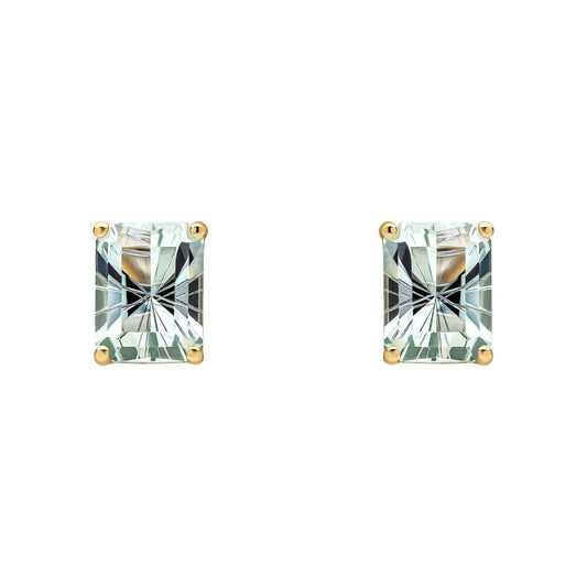 Elements Gold Octagonal Fancy Cut Amethyst Stud Earrings