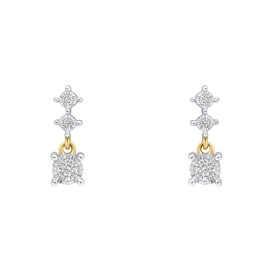 Elements Gold Diamond Trilogy Drop Earrings