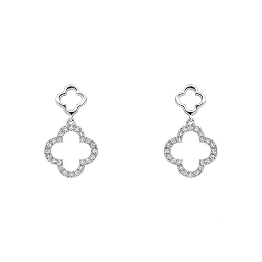 Elements Gold Diamond Quatrefoil Drop Earrings