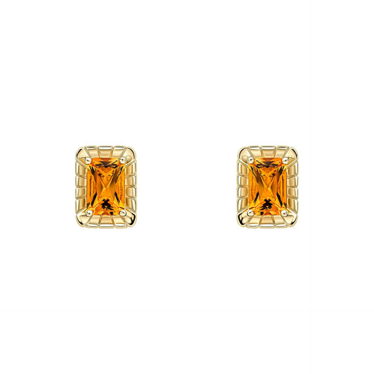Elements Gold Detailed Octagon Citrine Stud Earrings