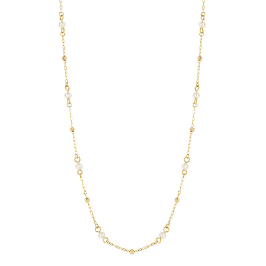 Elements Gold Trace Chain Station Necklace with Freshwater Pearls
