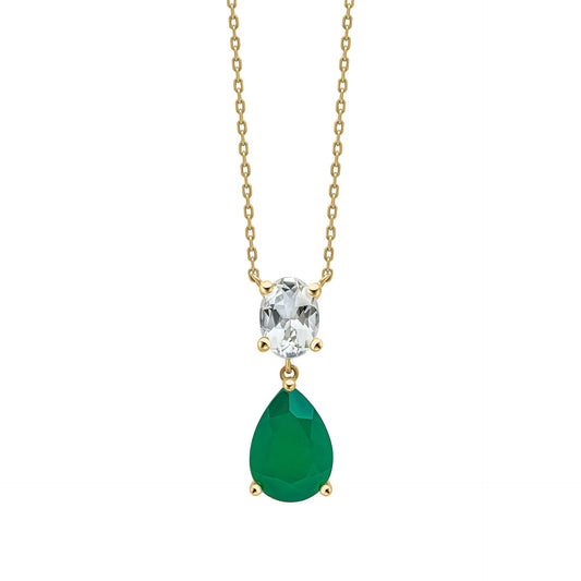Elements Gold Toi et Moi Amethyst and Onyx Drop Necklace