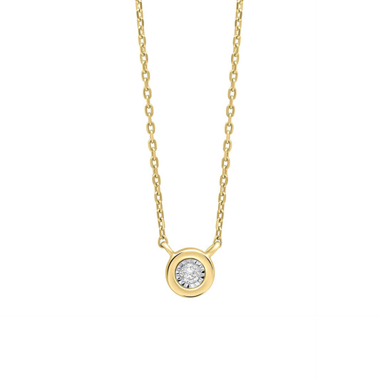 Elements Gold Rounded Bezel Diamond Necklace