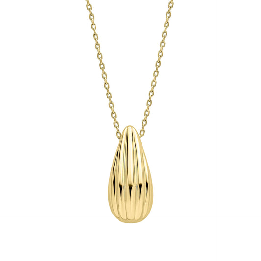 Elements Gold Ridged Teardrop Necklace