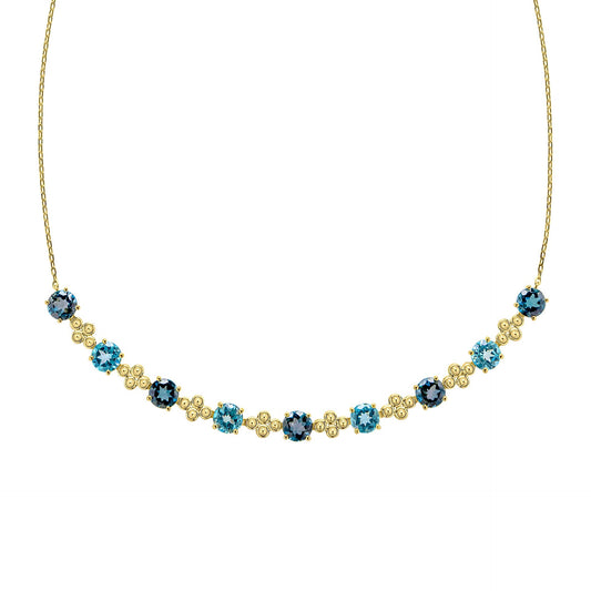 Elements Gold Ornate Blue Topaz Necklace