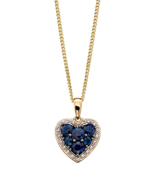 Elements Gold Heart Pendant with Precious Stones and Diamond Surround