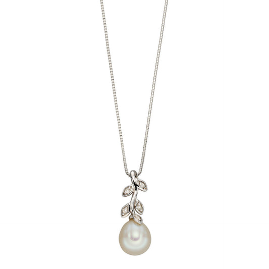 Elements Gold Pearl and Diamond Vine Pendant